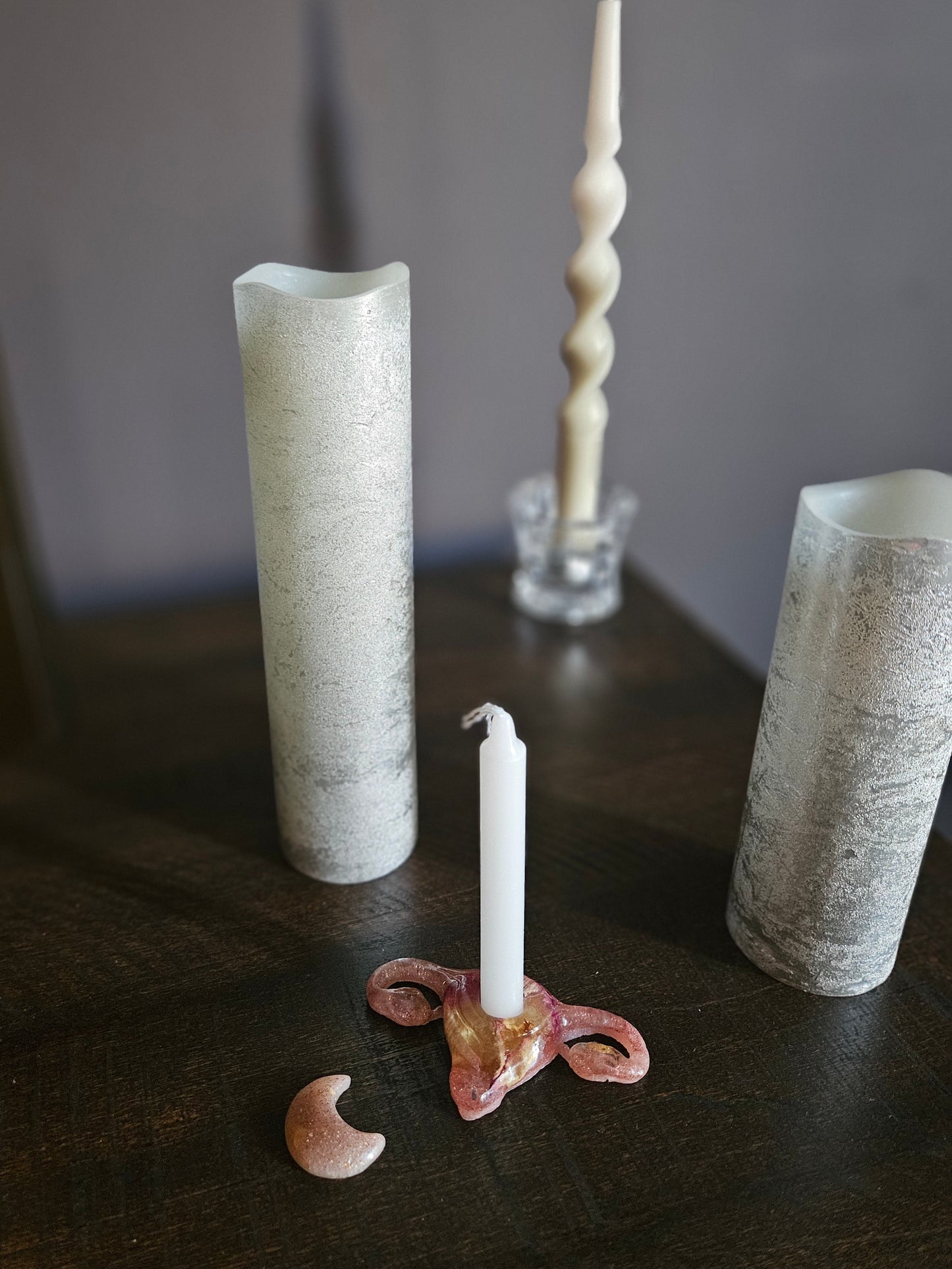 Candleholder with matching crescent moon