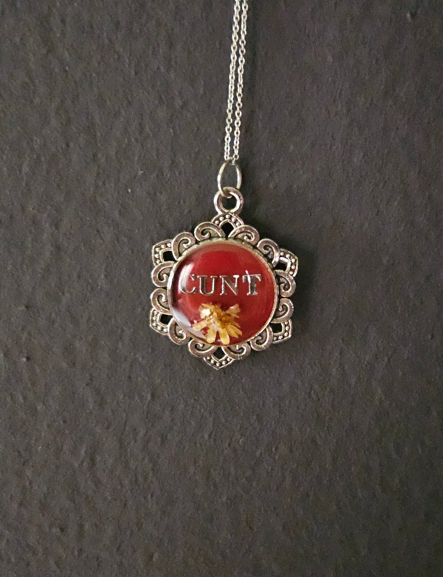 “Cunt” charm (pink flower)