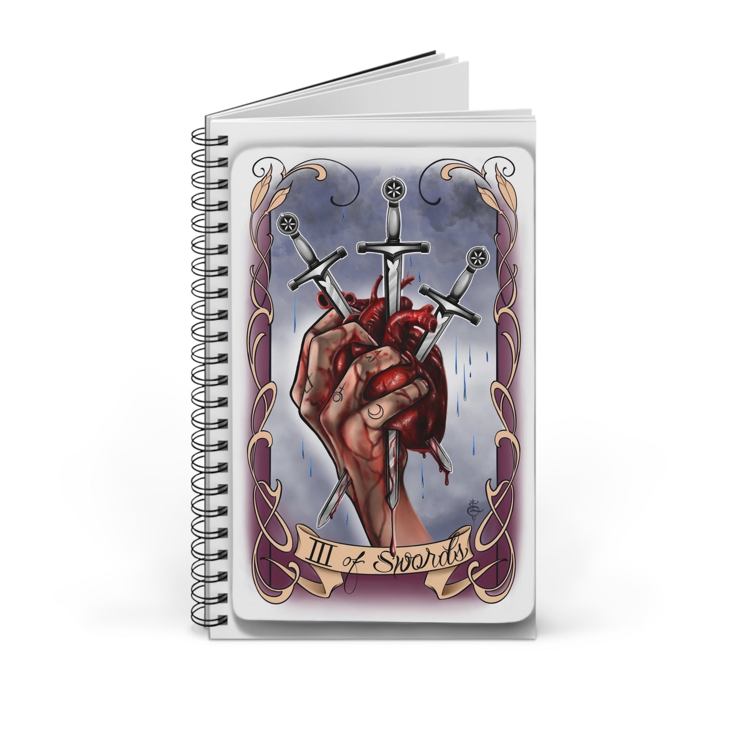 Three of Swords tarot print Journal