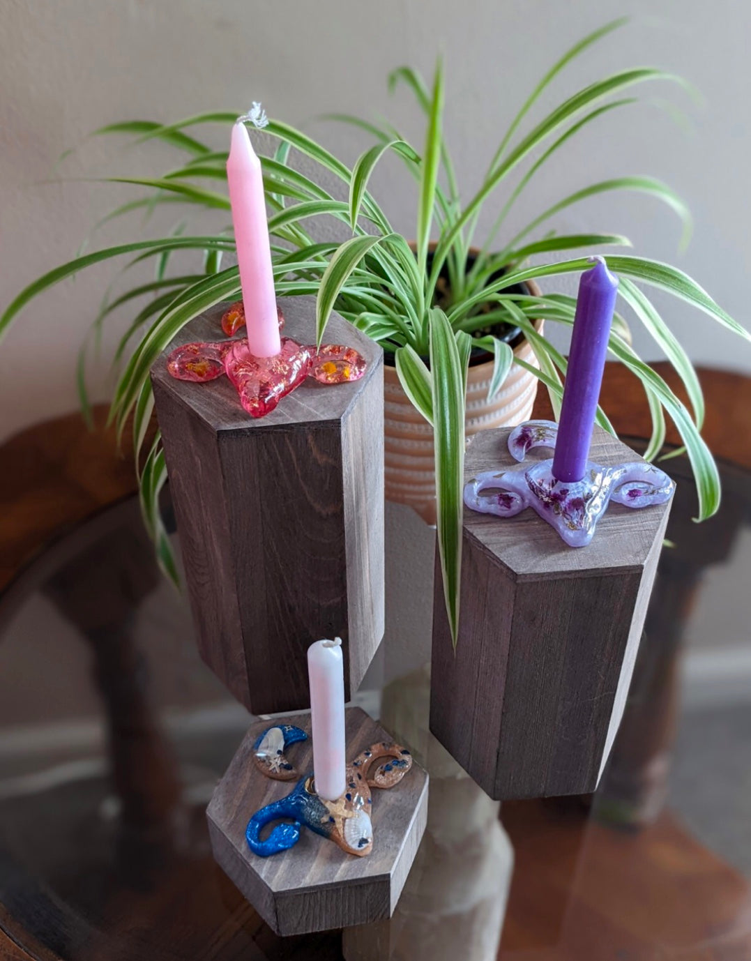 Candleholder with matching crescent moon