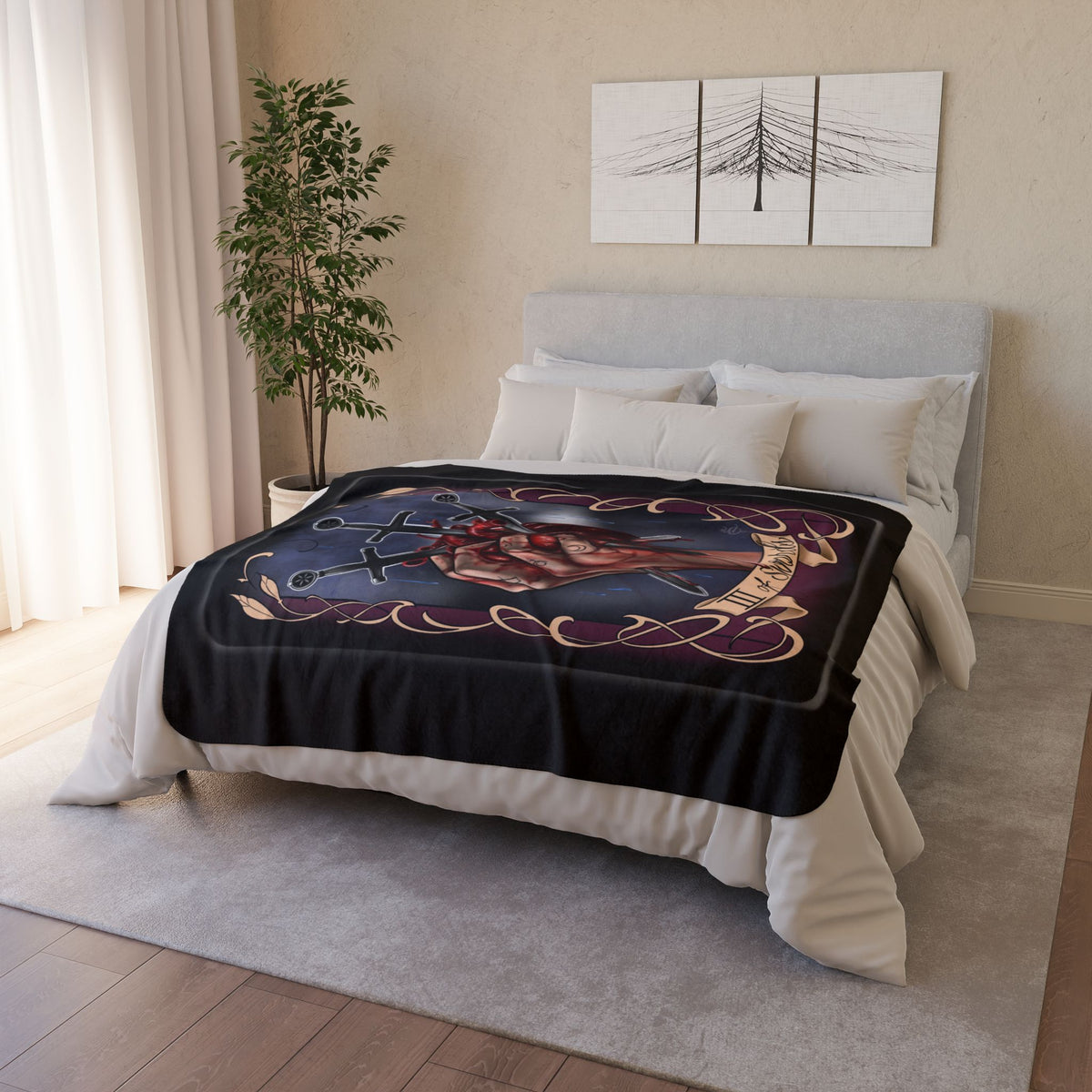 Three of Swords tarot blanket (Black)