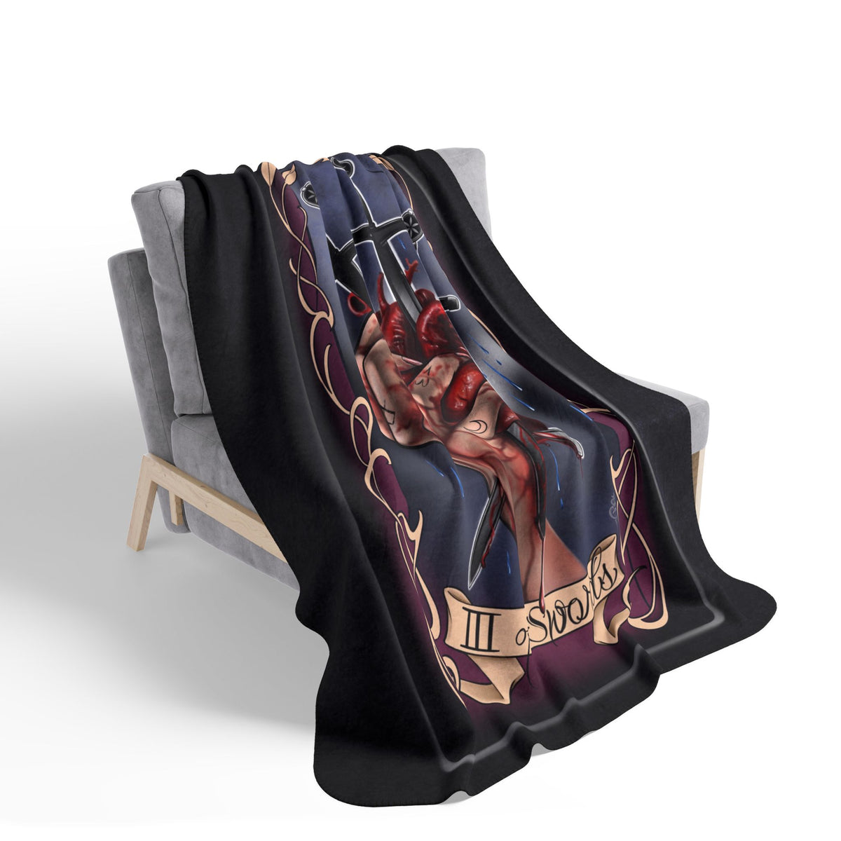 Three of Swords tarot blanket (Black)