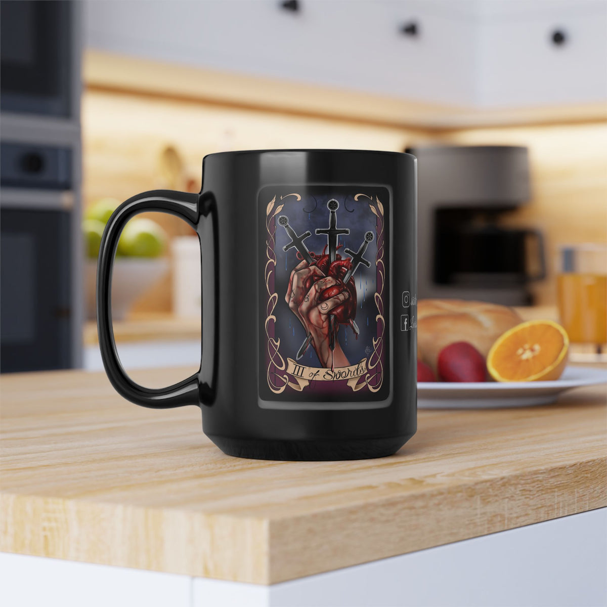 Three of Swords tarot print mug 15oz