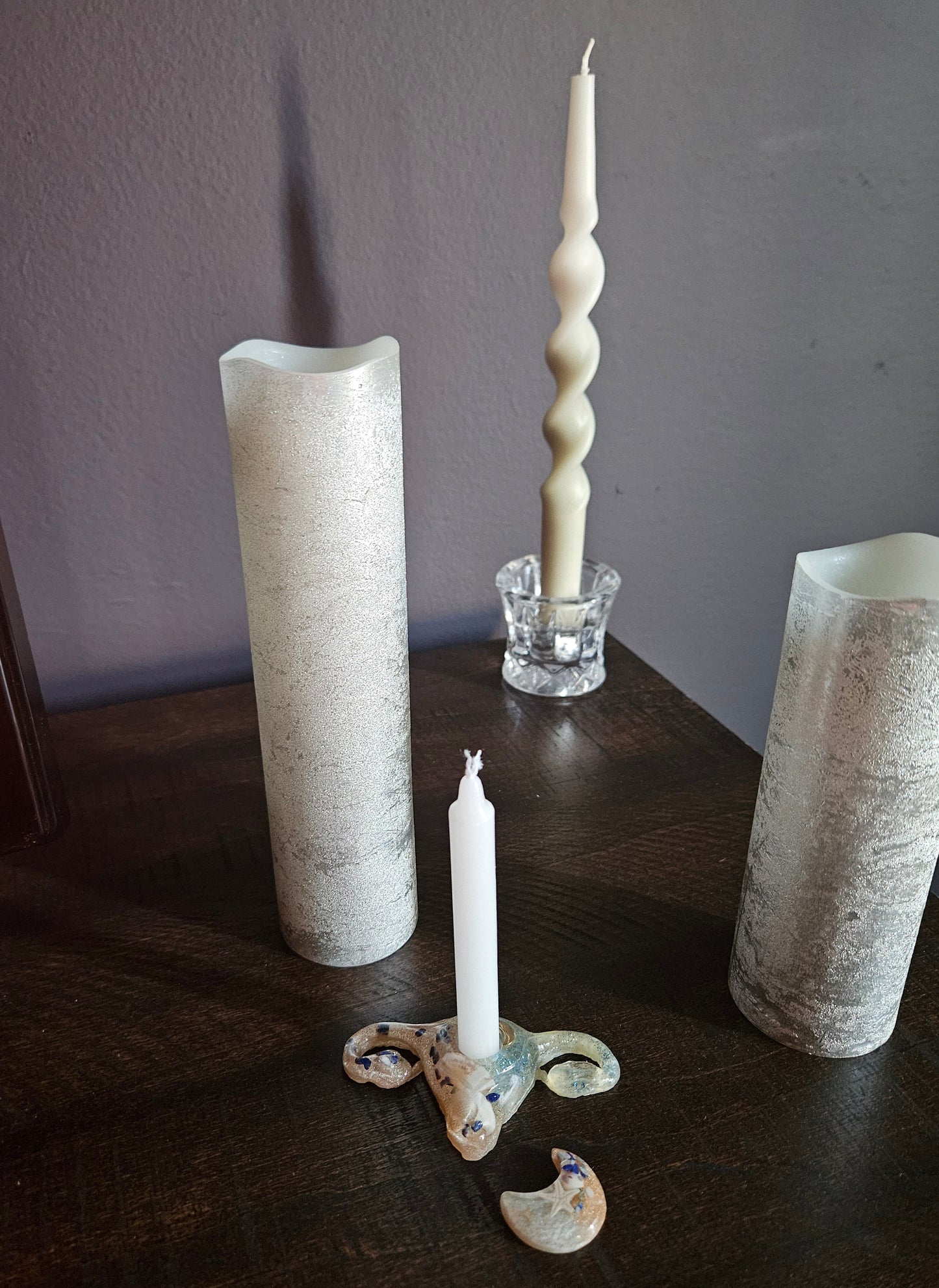 Candleholder with matching crescent moon