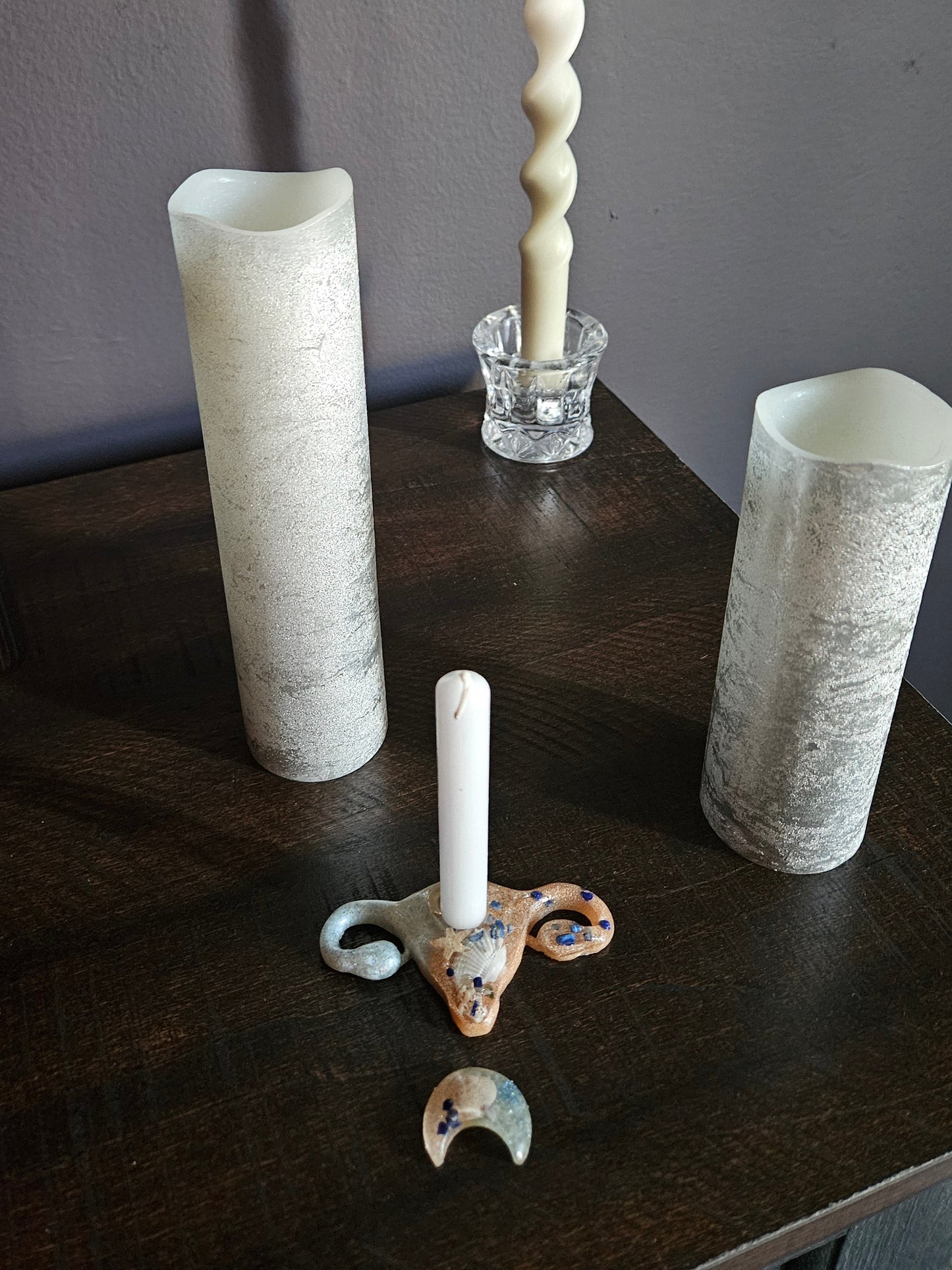 Candleholder with matching crescent moon
