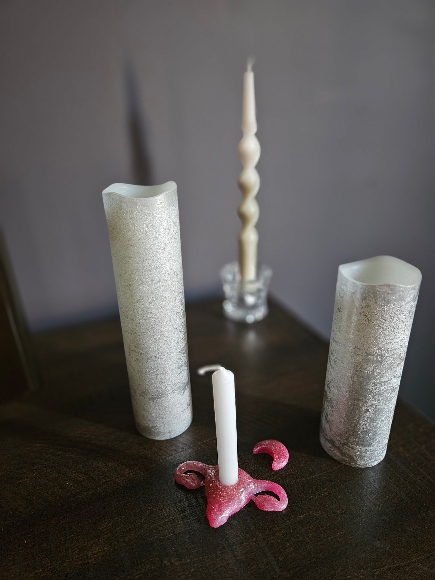 Candleholder with matching crescent moon