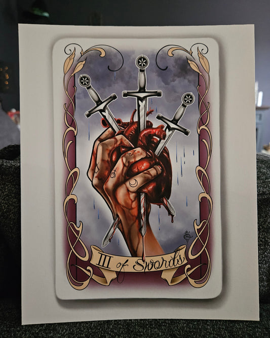 Three of Swords tarot print