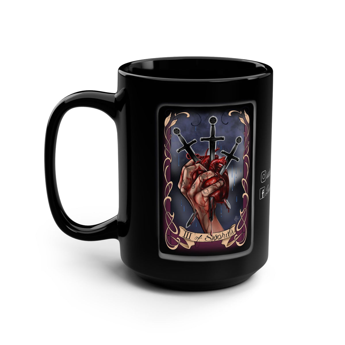 Three of Swords tarot print mug 15oz