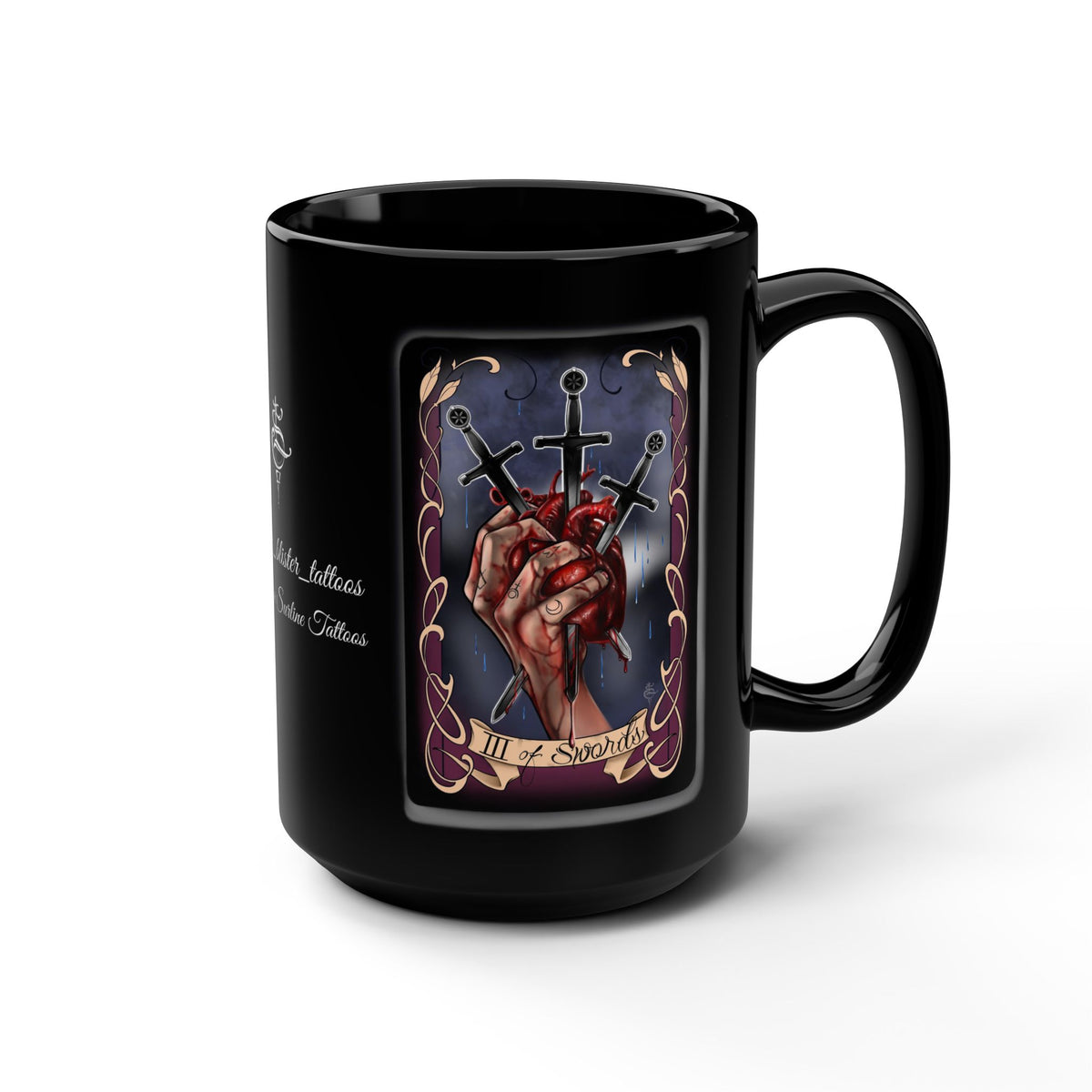 Three of Swords tarot print mug 15oz