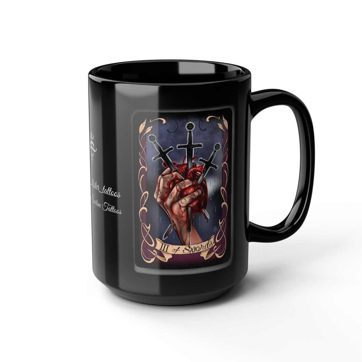 Three of Swords tarot print mug 15oz