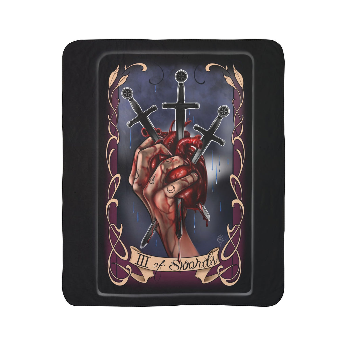 Three of Swords tarot blanket (Black)