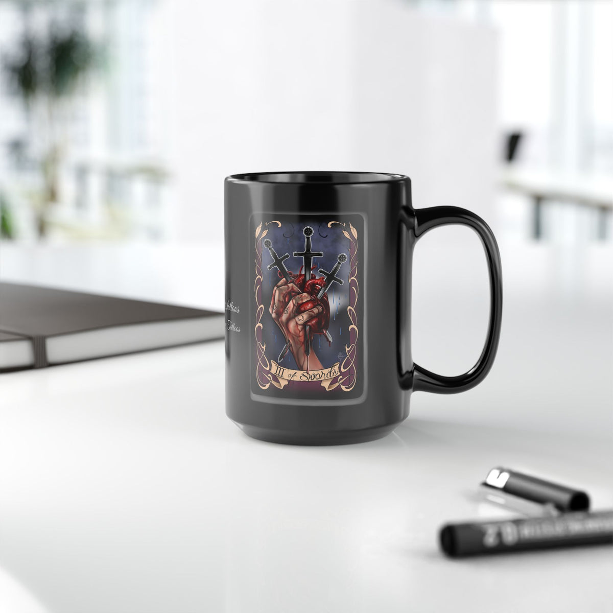Three of Swords tarot print mug 15oz