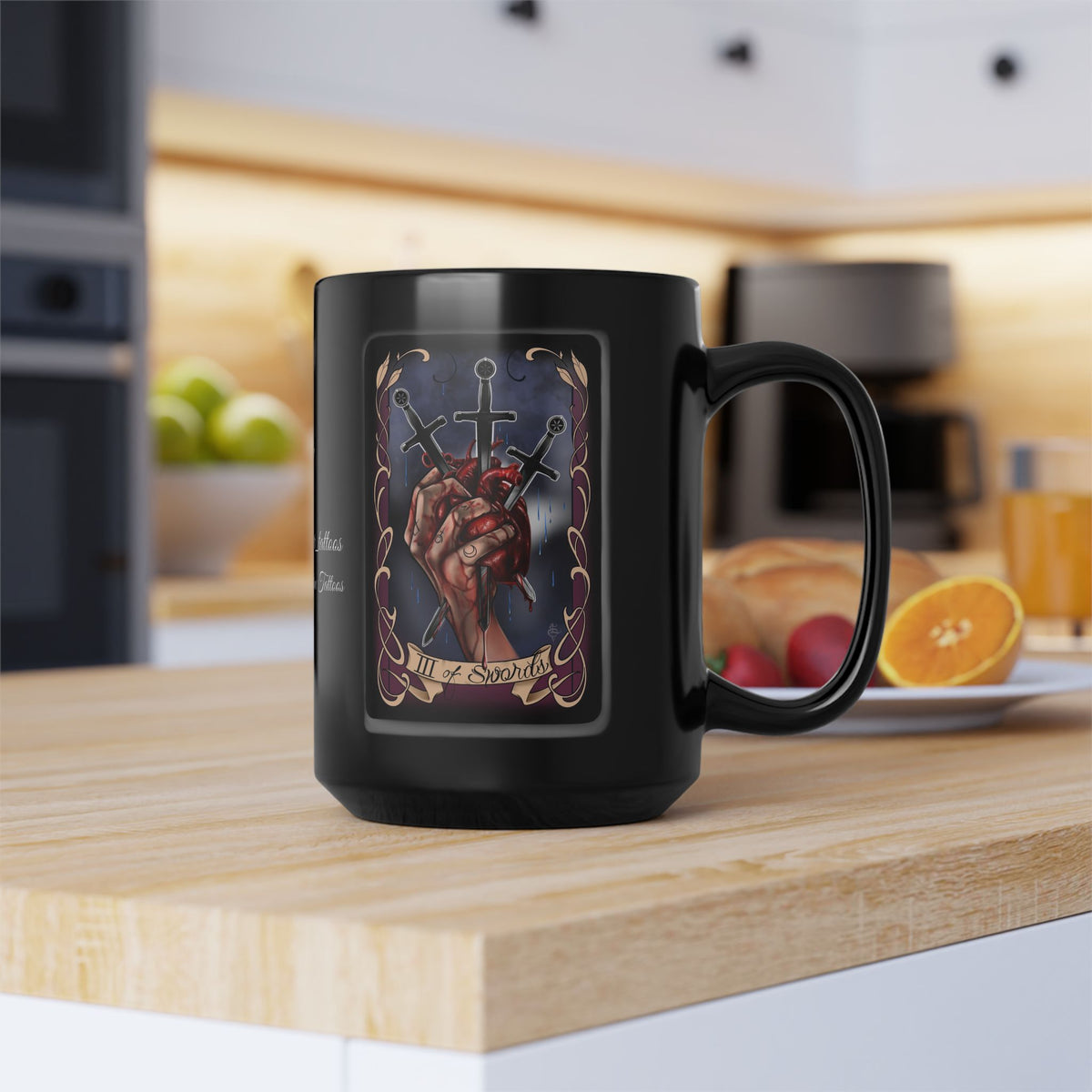 Three of Swords tarot print mug 15oz
