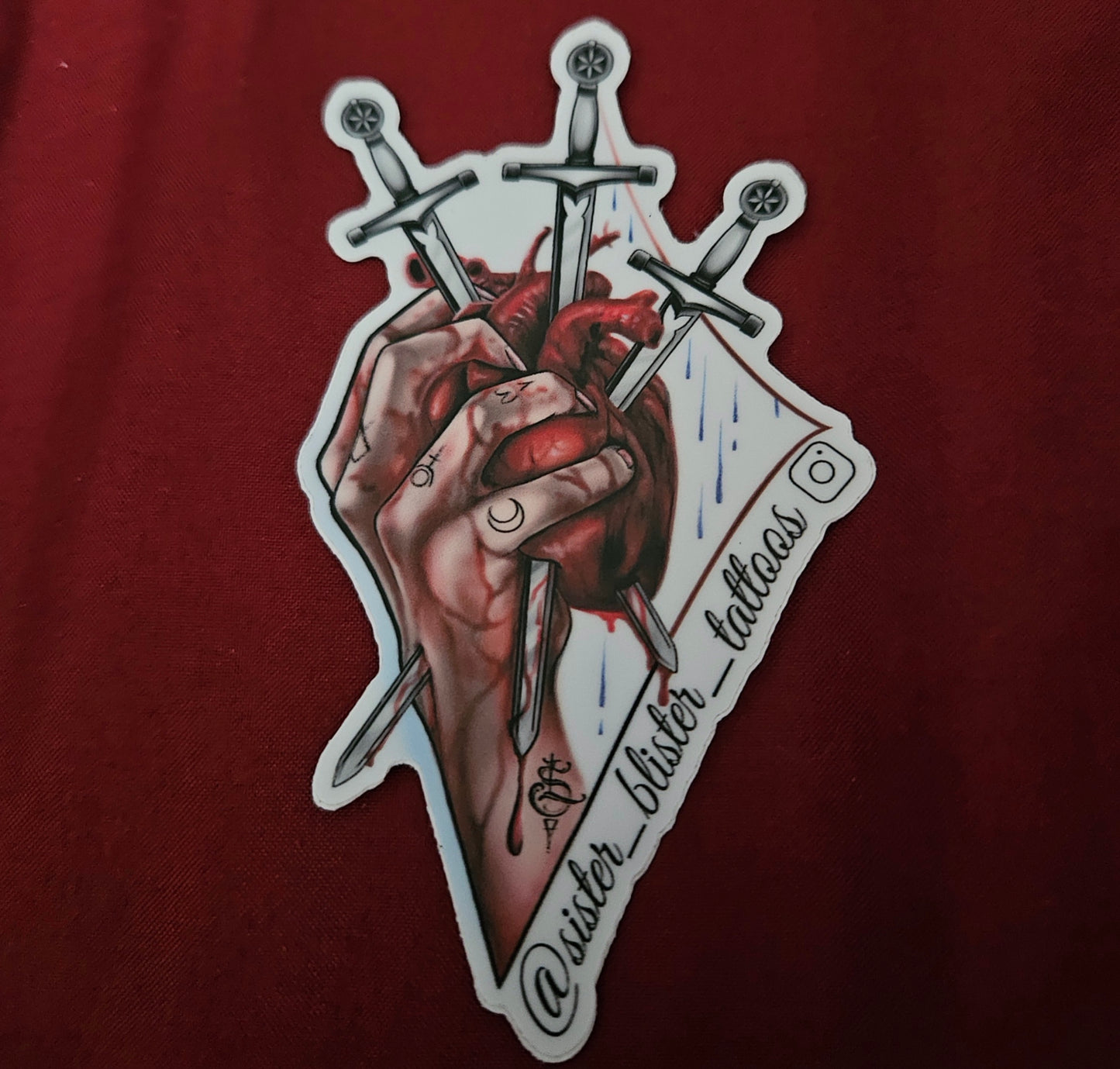 Three of Swords tarot card sticker
